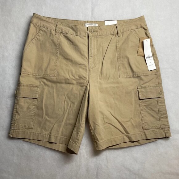 NWT Coldwater Creek Womens Tan Natural Fit Ripstop Cargo Shorts Size 16 - Picture 1 of 10